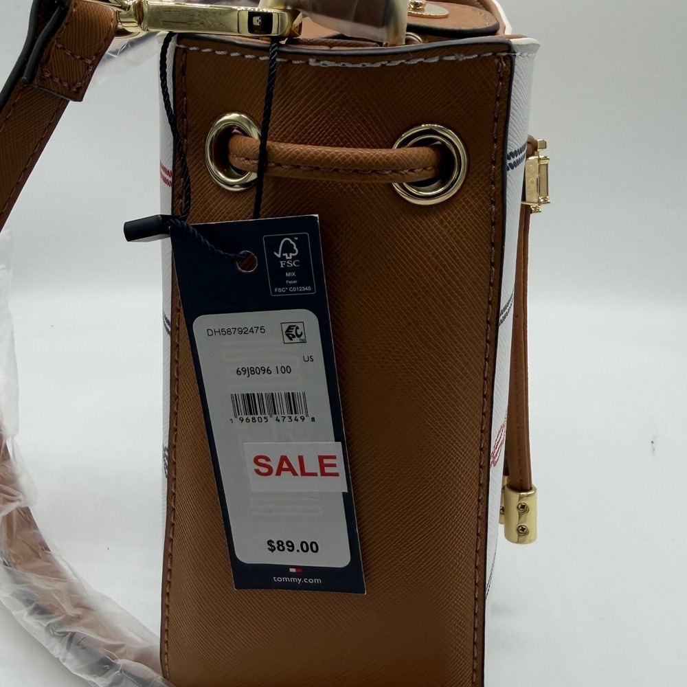 Tommy Hilfiger Bucket Bag Women Small White Nautical Rope‎ Knot Crossbody NWT - Picture 9 of 12